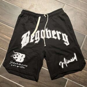 Embroidered Men’s Graphic Black Shorts Adjustable Waistband